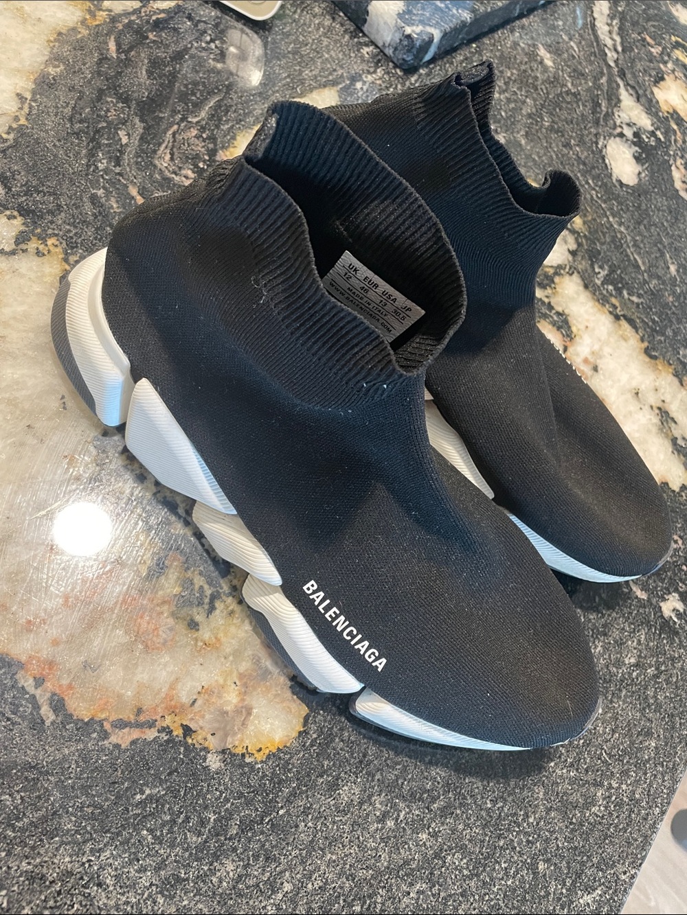 Balenciaga Black and White Sock-Style Speed Trainer Sneakers